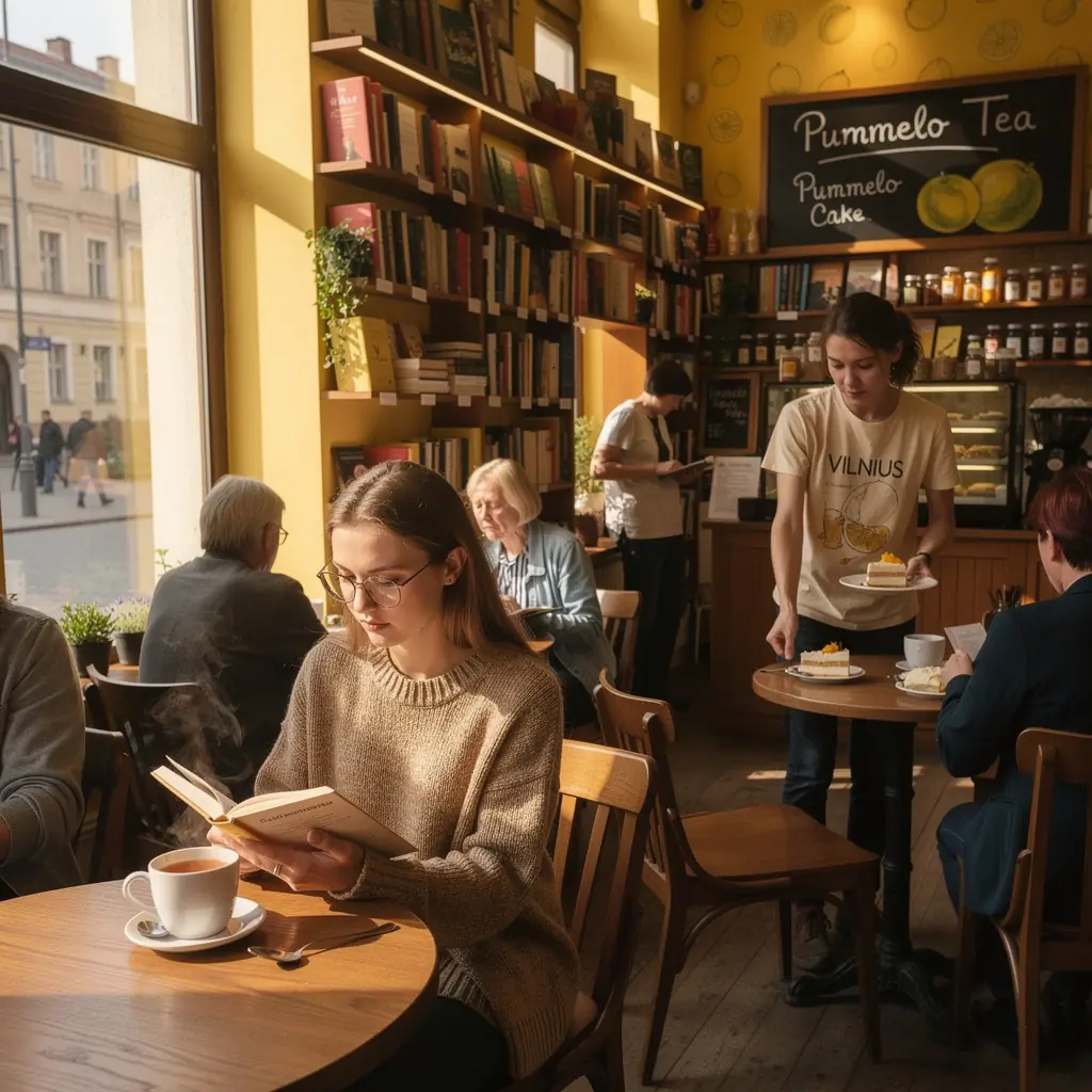 Pummelo arbatos puodelis, pilnas šviežiai paruošto gėrimo.